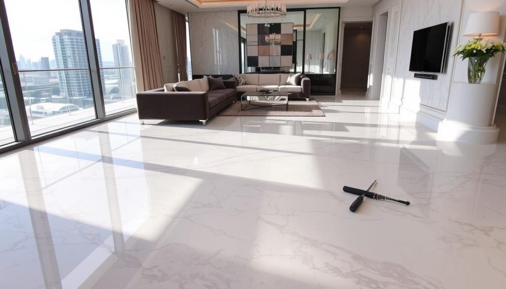 marble restoration for luxury apartments in canary wharf