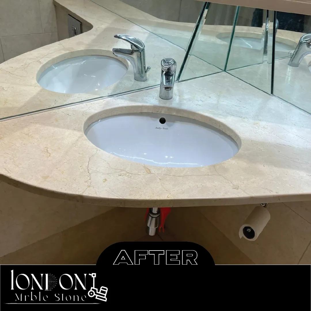 Marble countertop repair after restoration