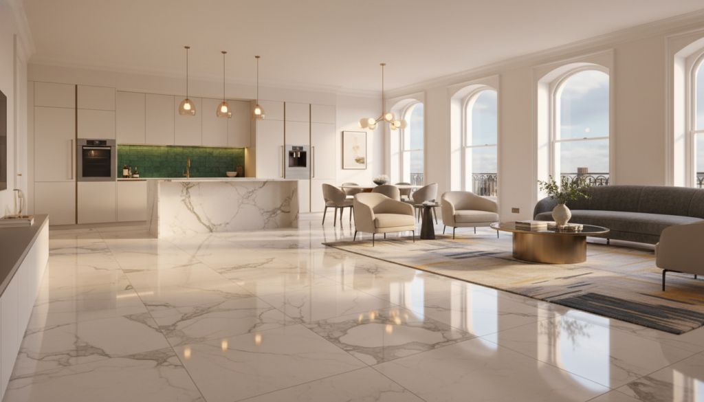 marble flooring benefits in modern Westminster interior