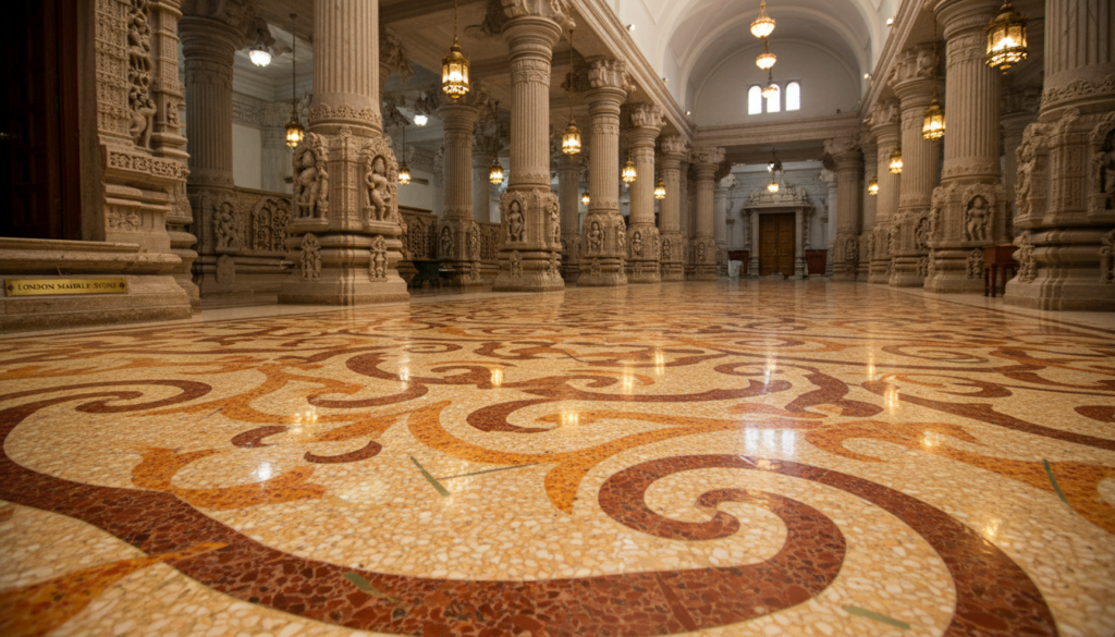 terrazzo flooring Temple installation showcase
