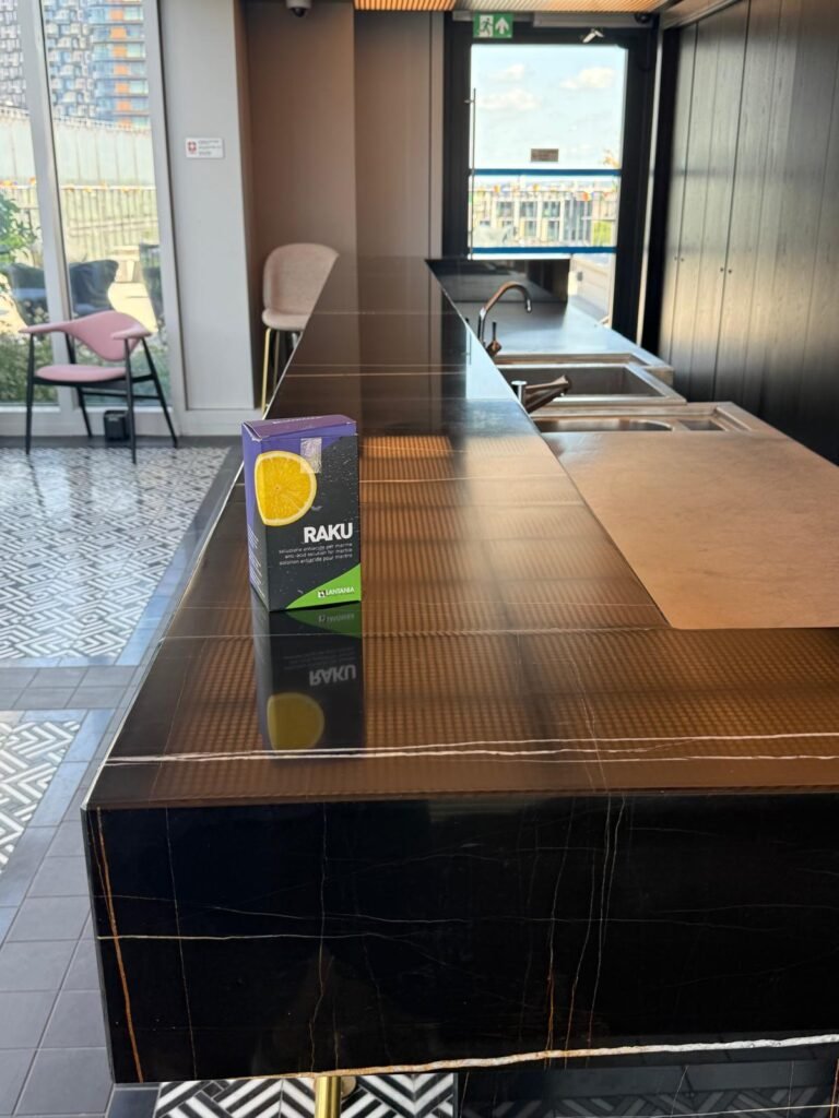 RAKU marble protection treatment applied to luxury natural stone kitchen island in London