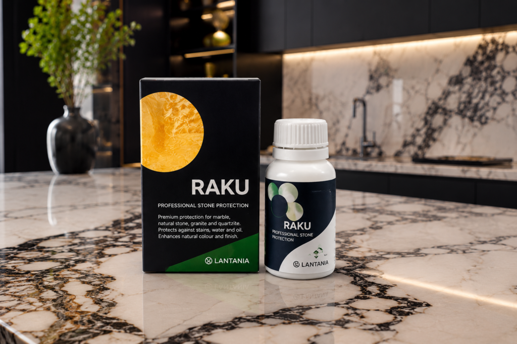 RAKU Marble Protection System applied on luxury marble worktops in London