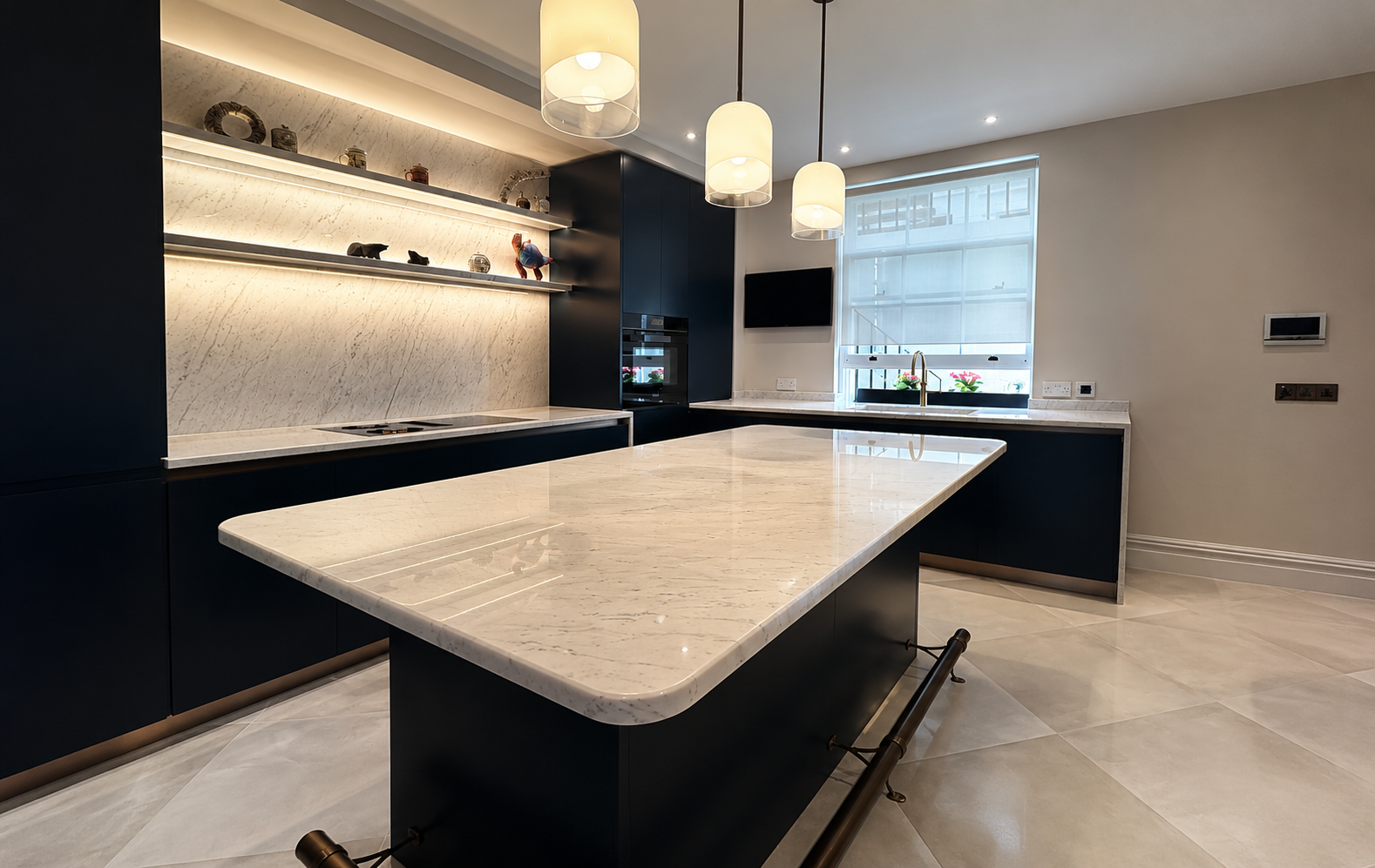 White Marble Worktop Cleaning Modern Kitchen - London Marble Stone